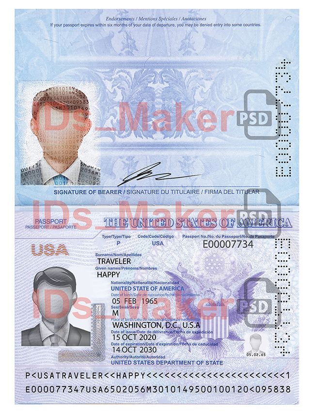 USA Passport V2 PSD Templates