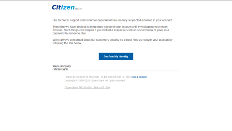 Citizen Bank Letter 2023