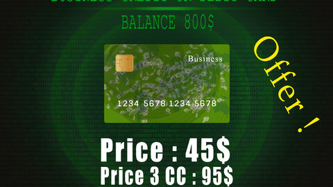 ✦Fresh Business credit Or debit card Balance 800$+✦