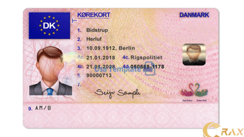 Denmark Driving License PSD Template