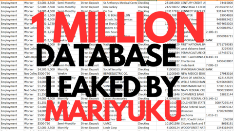 [1 MILLION] FULLZ DATA WITH BANK AND DRIVING LICENSE INFO FRESHLY LEAKED BY MARIYUKU OCTOBER 2023.
