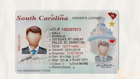 South Carolina Driver License PSD Template High Quality & Fully Editable