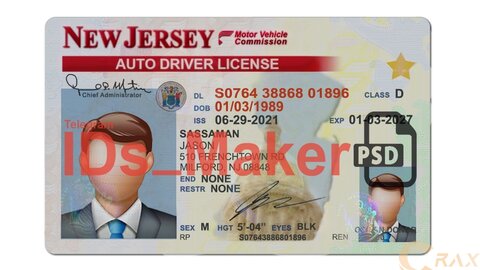 New Jersey Driver License PSD Template