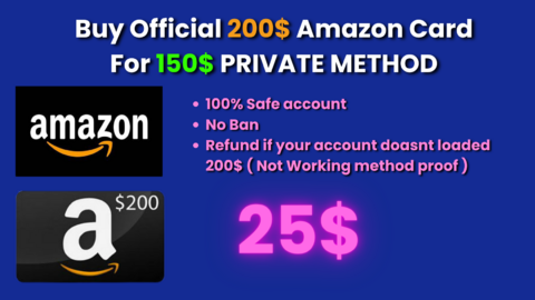 Buy Official 200$ Amazon Card  For 150$ PRIVATE METHOD