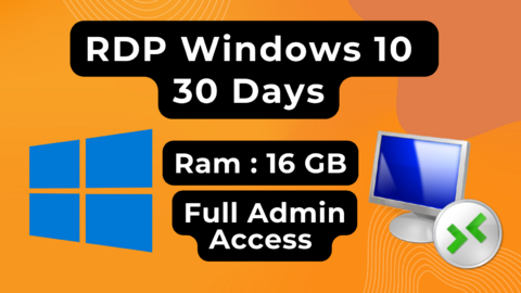 RDP 16GB Windows 10 Full Admin Access / 30 Days Warrantly