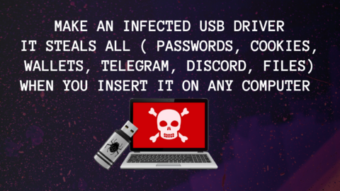 MAKE an infected Usb driver It steals all ( passwords, cookies, wallets, Telegram, discord, files) w