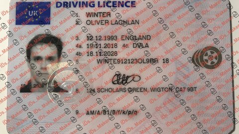 UK Driving license front & back with selfie