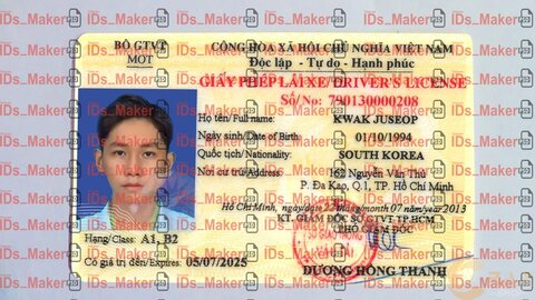 Vietnam driver license Front & Back With Selfie