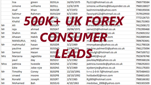 500K+ UK FOREX CONSUMER LEADS